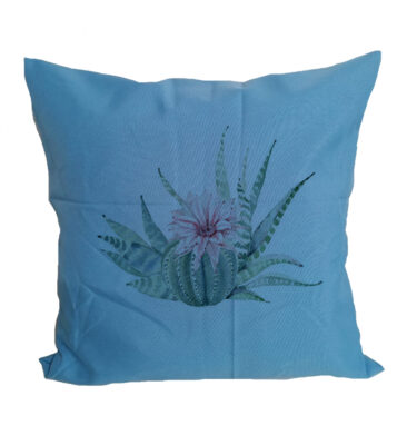 Scatter Cushion Cover: SCC12 Succulent with Flower - Light Blue
