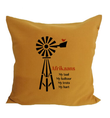 Scatter Cushion Cover: SCC02 Afrikaans, My Taal - Mustard